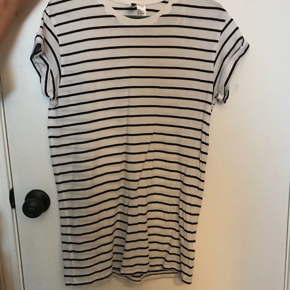 Black and White Striped T Shirt Dress - Picture 2 of 3